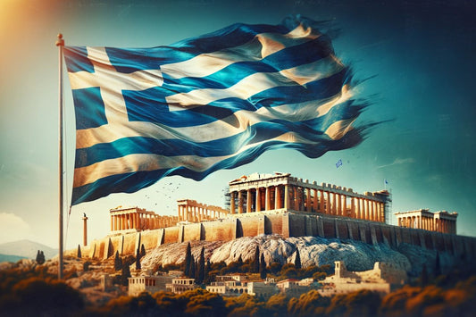 Vlajka Řecka na Akropoli