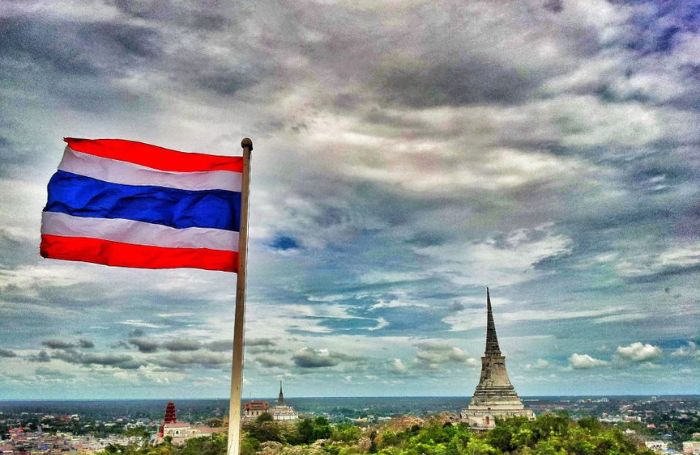 Mávající vlajka Thajska