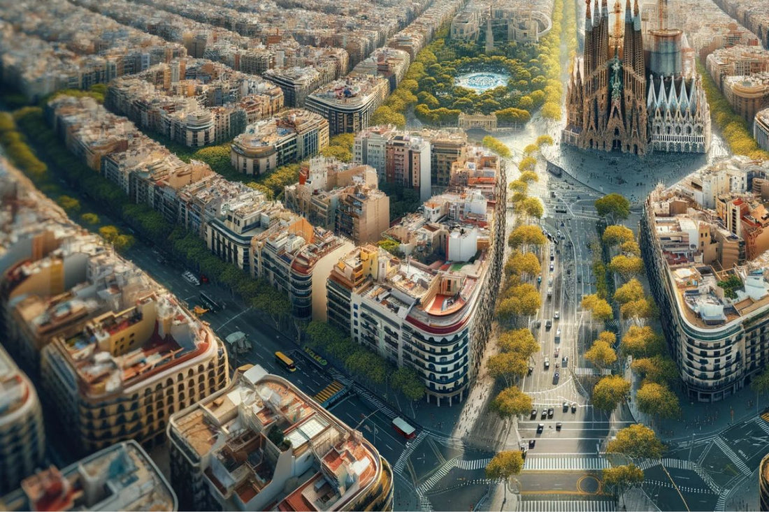 Letecký pohled na Barcelonu Španělsko