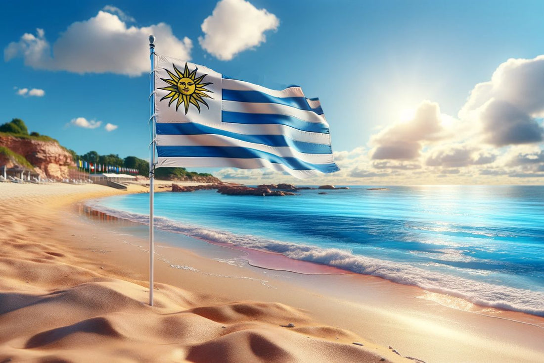 Mávající vlajka Uruguaye